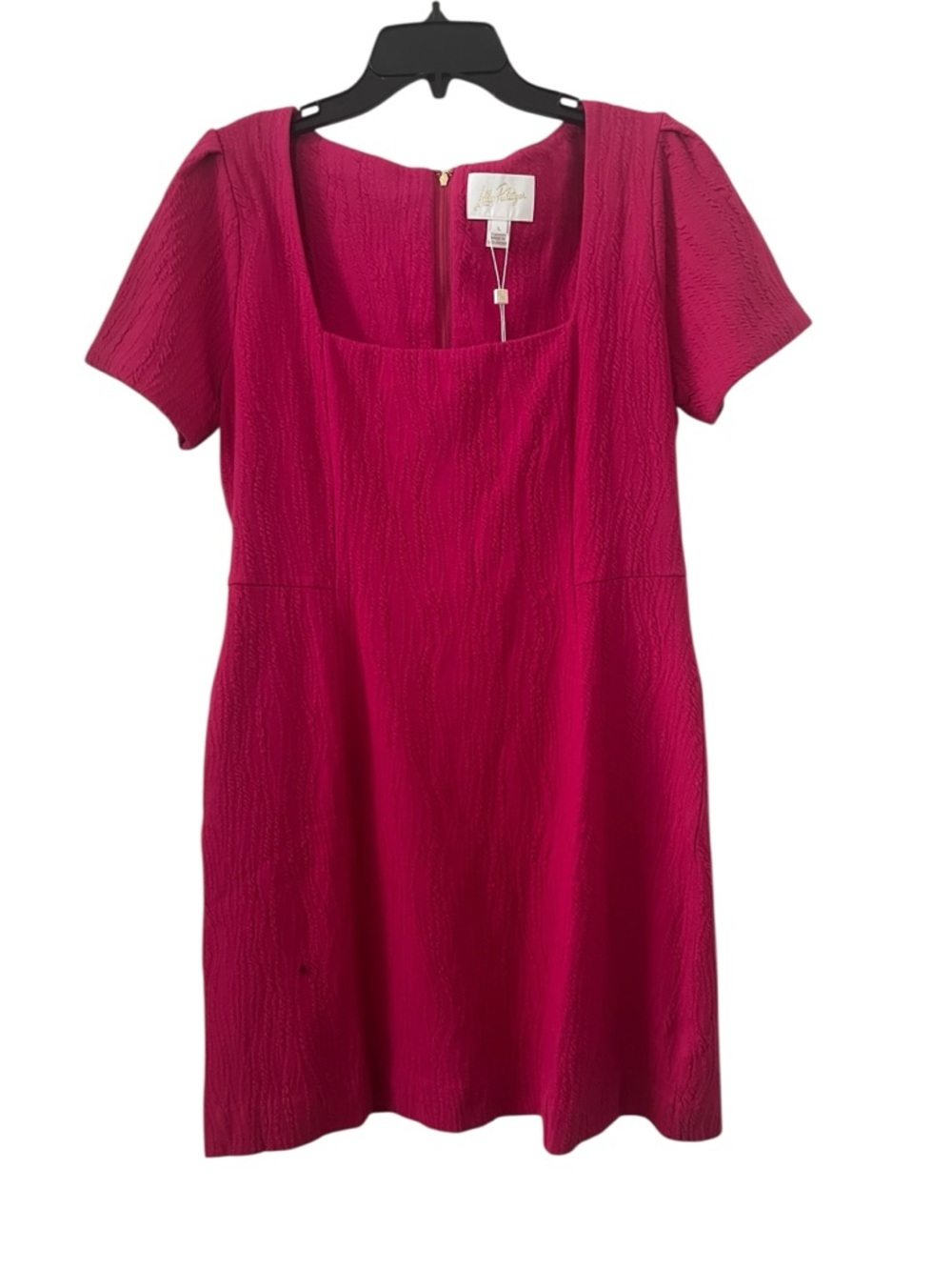 Lilly Pulitzer Brinley Stretch Shift Wavy Jacquard Mystique Pink Dress Size L - Picture 3 of 15